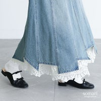 somari imagination(ソマリイマジネーション)レースペチ付きアシメ切替デニムスカート
