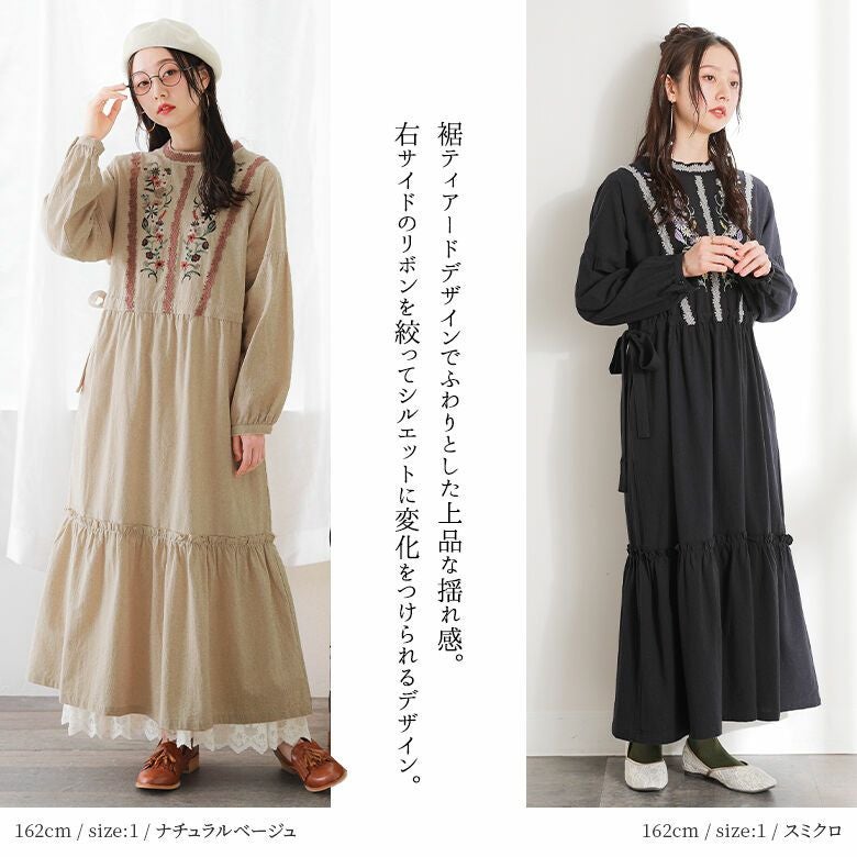 somari imagination花柄刺繍コットンティアードワンピース』