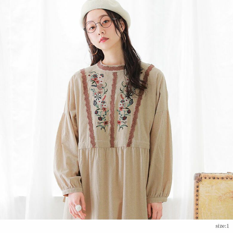 somari imagination花柄刺繍コットンティアードワンピース』