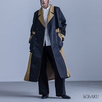 kOhAKU(コハク)異素材ドッキング配色トレンチコート