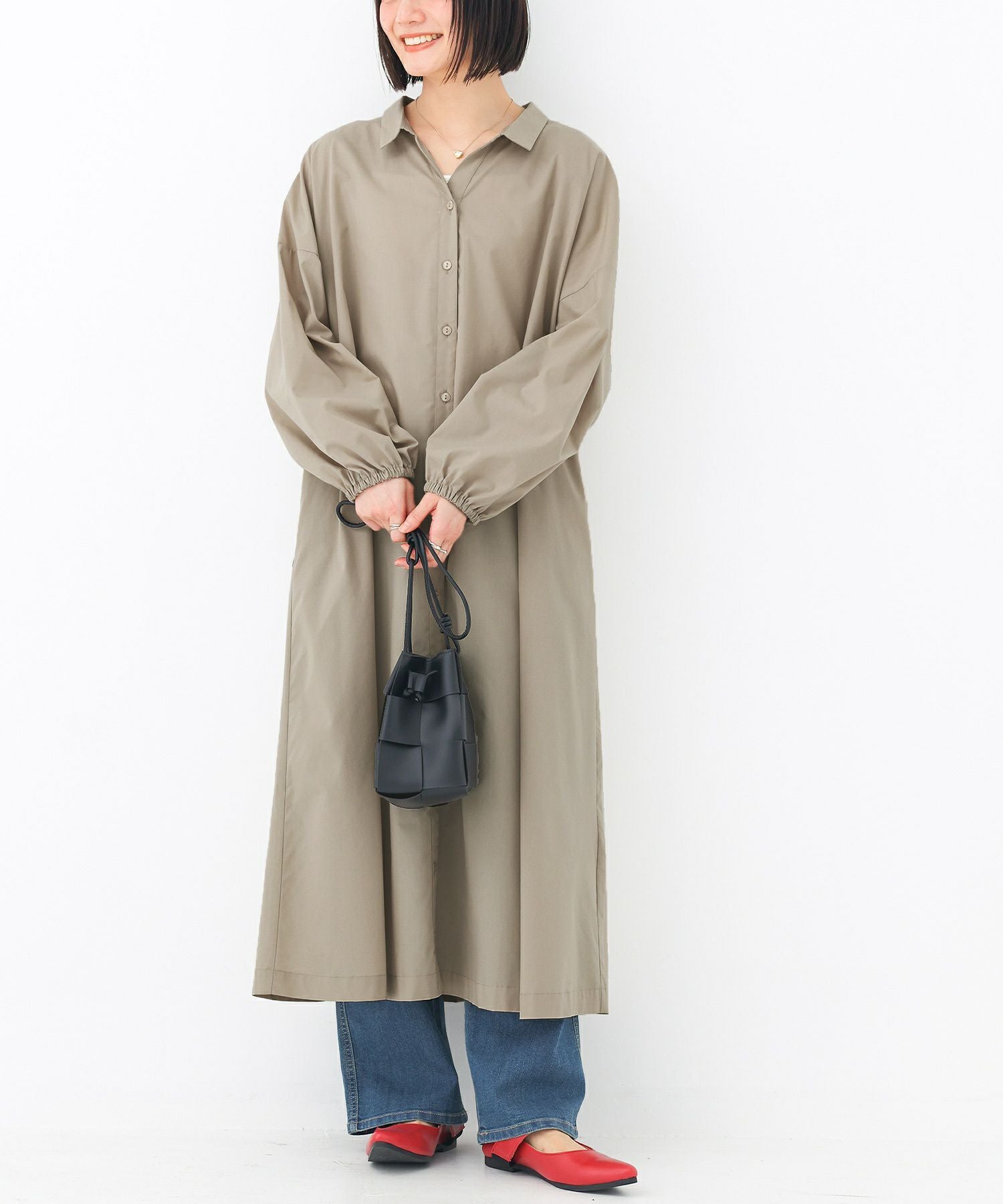 n'OrLABELバックギャザースキッパーシャツワンピース』