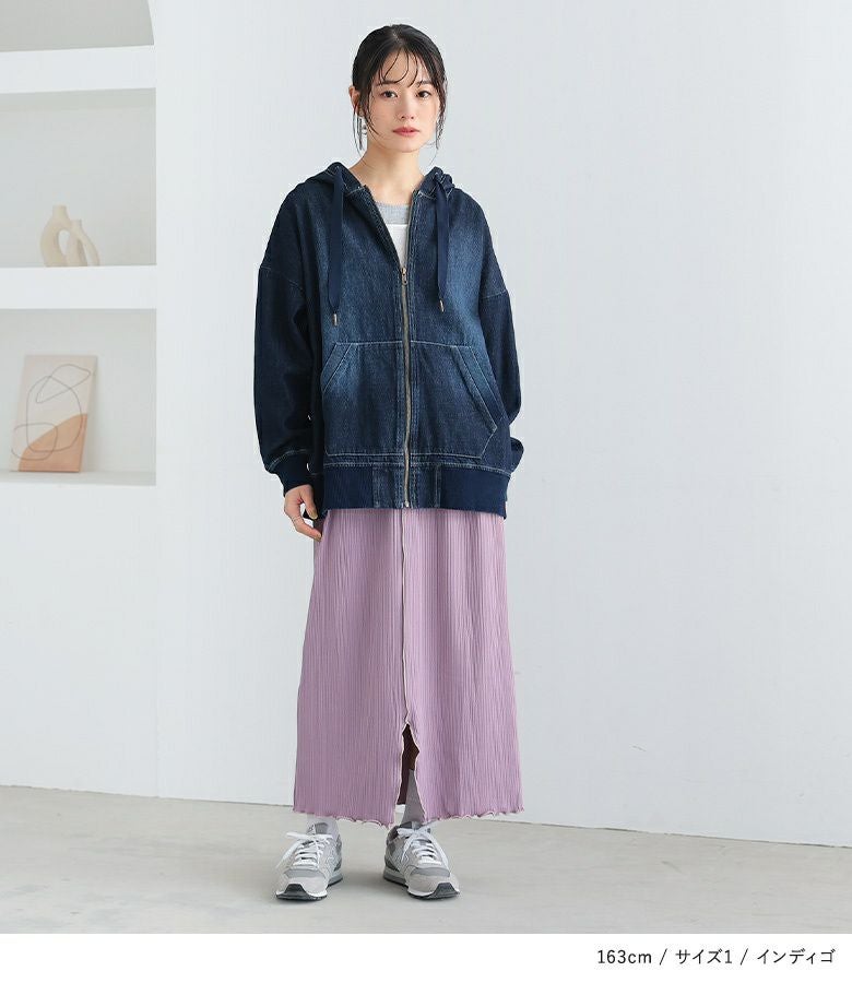 n'OrLABELコットンデニムジップアップパーカー』