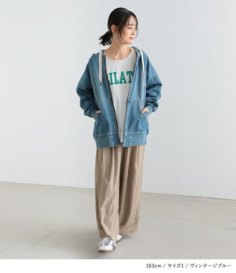 n'OrLABELコットンデニムジップアップパーカー』