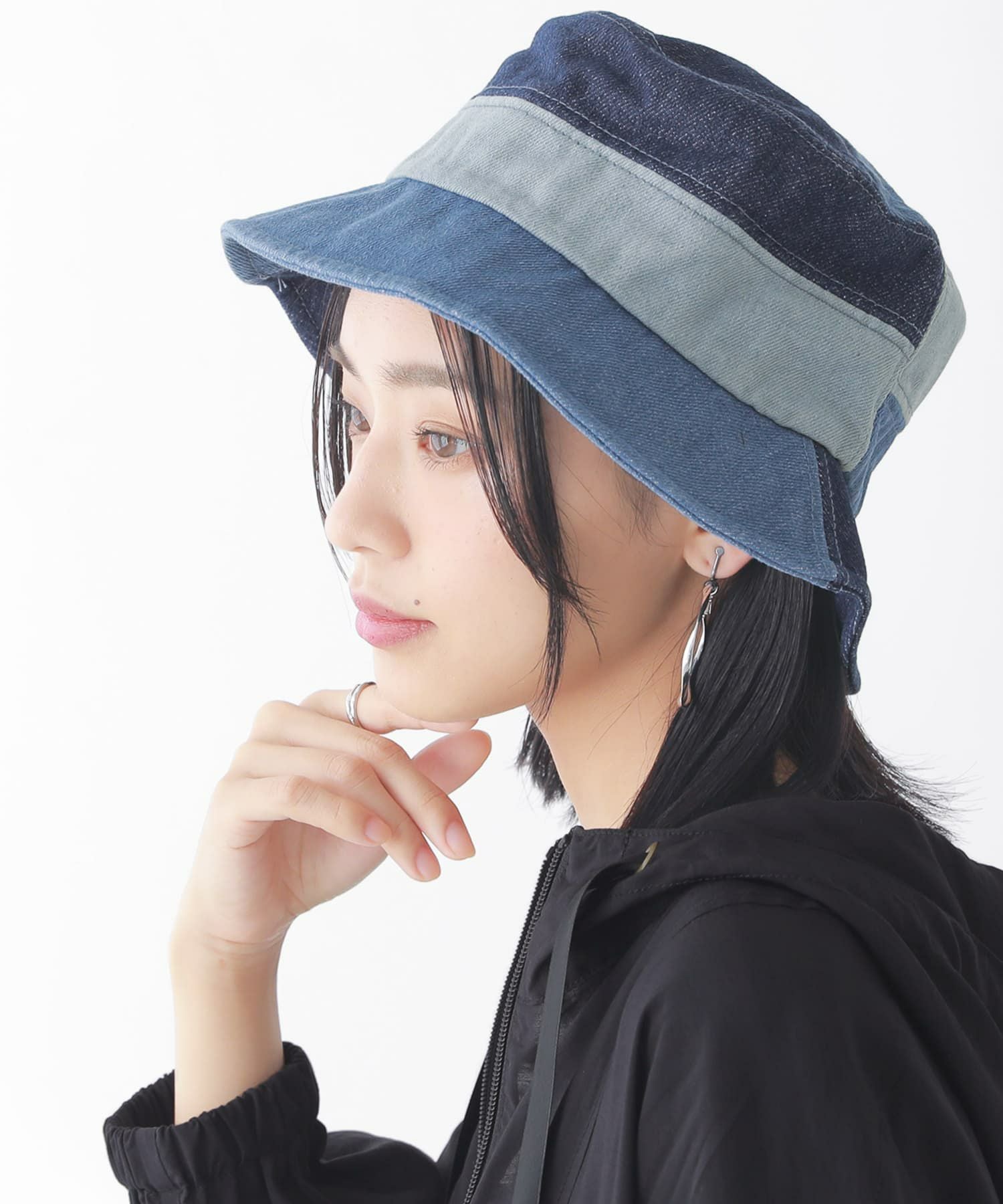 パッチワークデニムバケットハット』