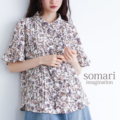 somari imagination(ソマリイマジネーション)花柄フレア袖ブラウス