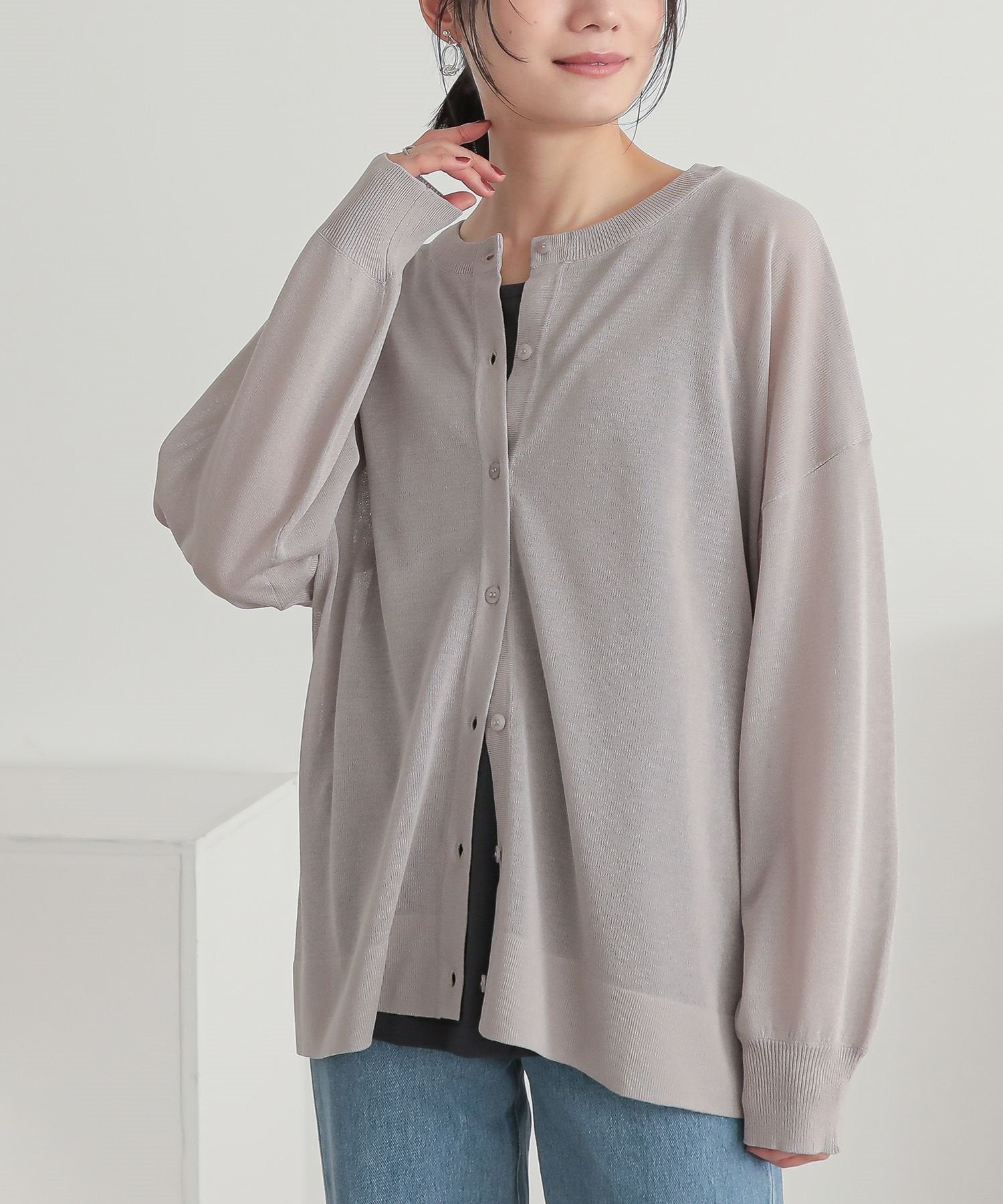 n'OrLABEL前後2wayシアーニットカーディガン』