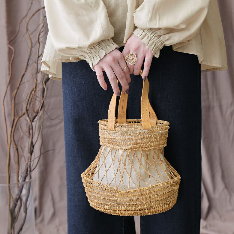 ハンドメイド巾着カゴバッグ』