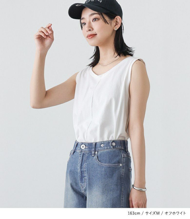 n'OrLABEL汗ジミ防止コットン100％ステッチタンクトップ』