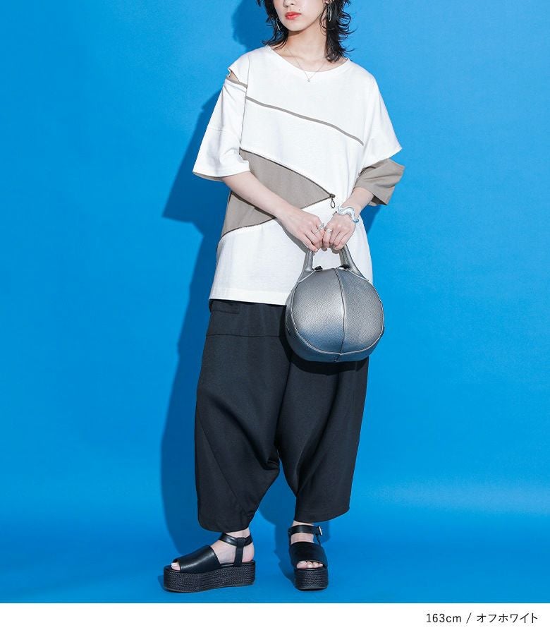 kOhAKUアシンメトリー配色デザインTシャツ』