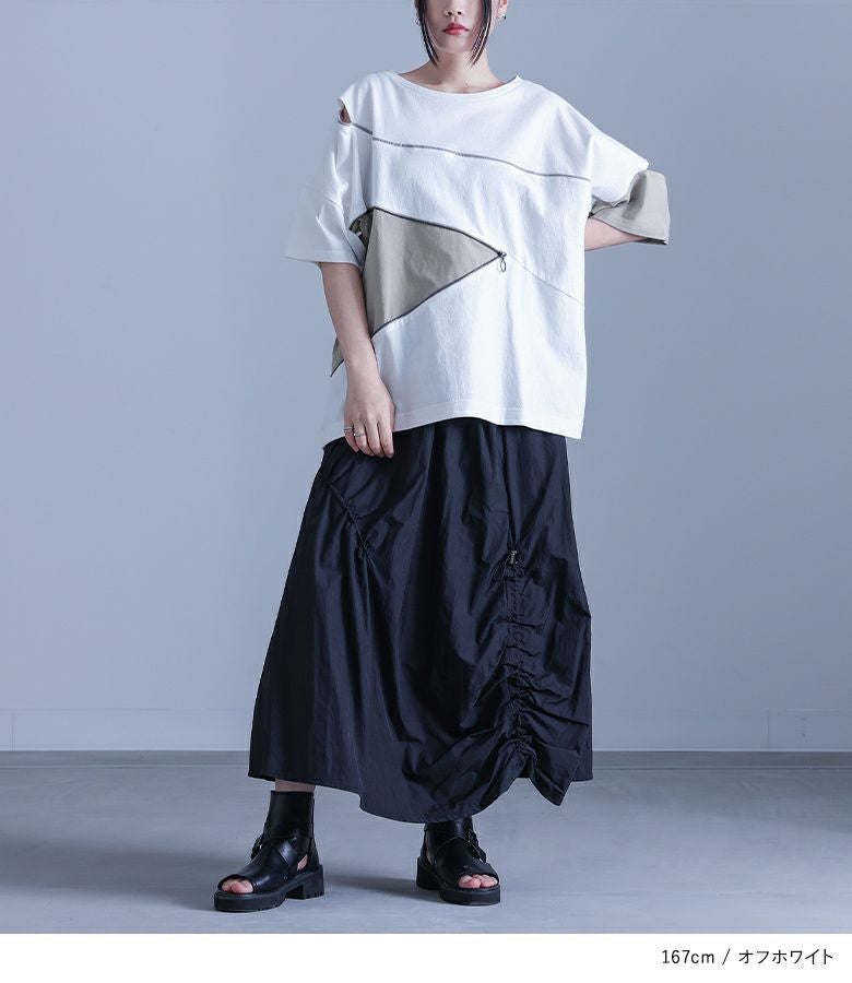 kOhAKUアシンメトリー配色デザインTシャツ』