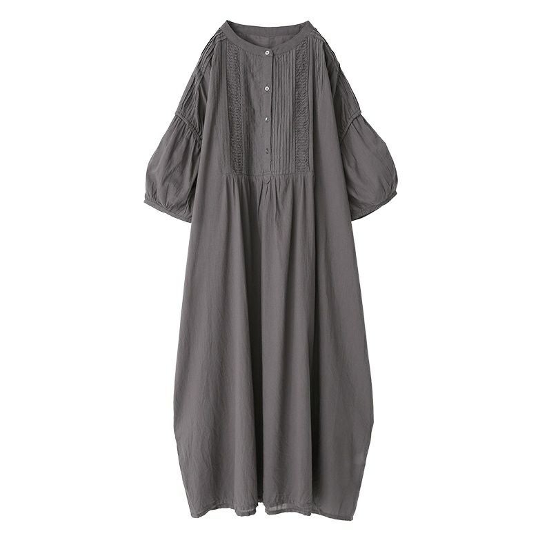 ピンタックデザインコットン100％ワンピース』