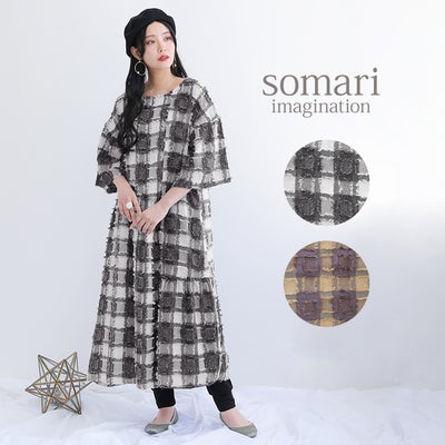 somari imagination(ソマリイマジネーション)カットジャカードティアードワンピース