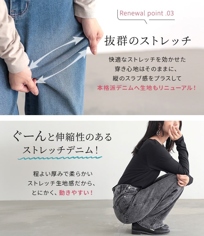 n'OrLABEL選べる着丈ストレッチストレートデニムパンツ』