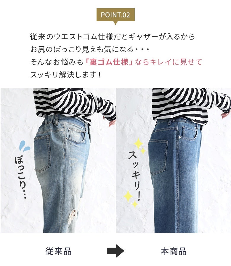 n'OrLABEL選べる着丈ストレッチストレートデニムパンツ』