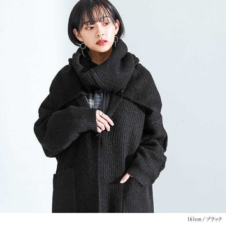 Y2K✨ロエン✨アルパカ混 ロングカーディガン スカル 指穴付 44 黒 ADAM ET ROPE'（アダムエロペ） カーディガン アルパカニット