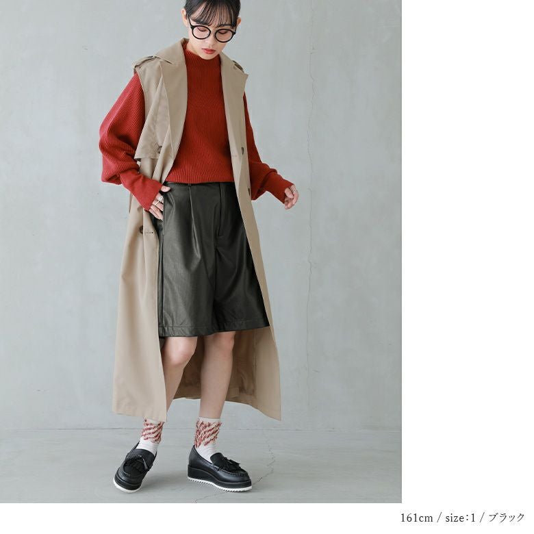 n'OrLABELフェイクレザーハーフパンツ』