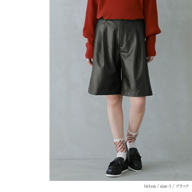 n'OrLABELフェイクレザーハーフパンツ』