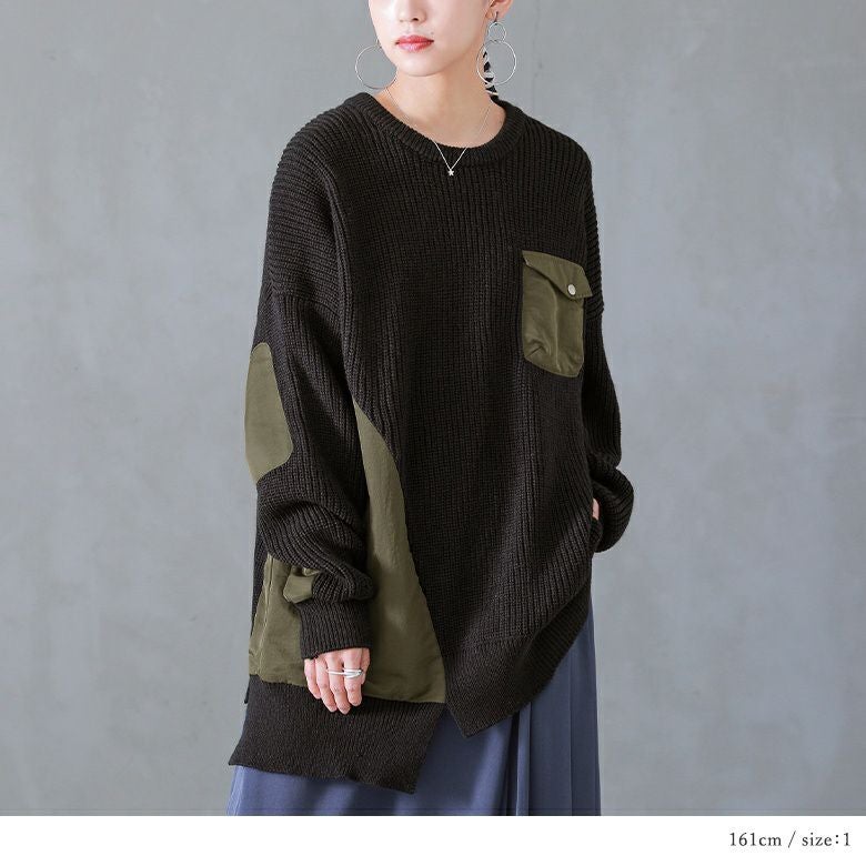 kOhAKU異素材MIXドッキングニット』