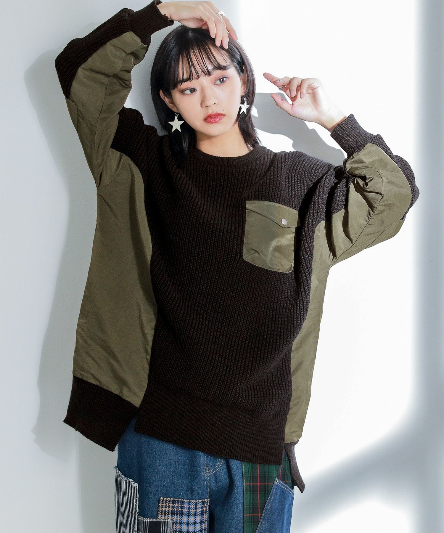 kOhAKU異素材MIXドッキングニット』