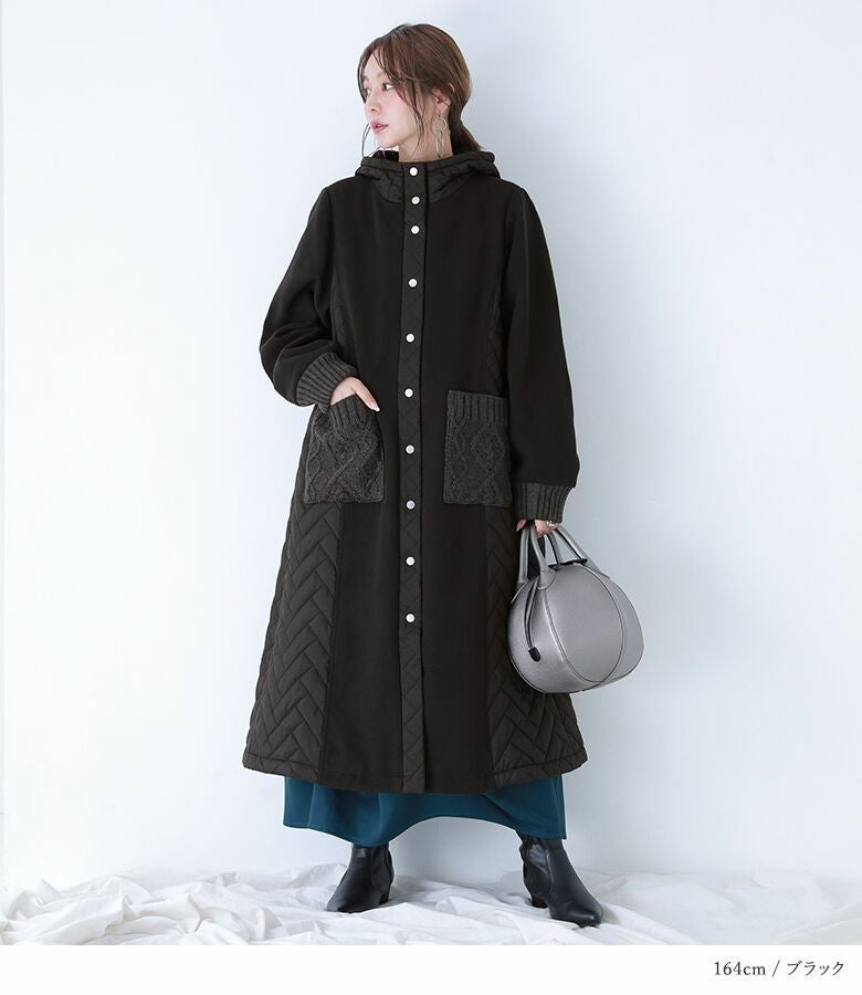 kOhAKU異素材キルティングフード2WAYコート』