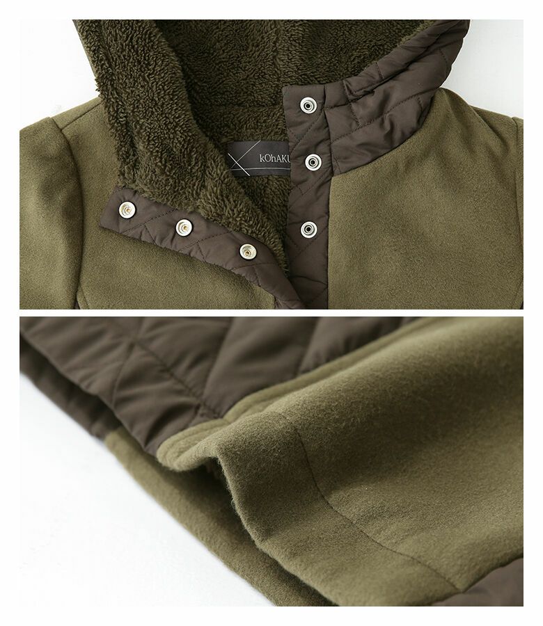 kOhAKU異素材キルティングフード2WAYコート』