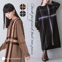 大柄なオリジナルチェック柄が目を惹くジャカードニットワンピース。深みのある配色とすっきりとしたロング丈シルエットが、纏うだけで華やかでこなれた大人スタイルを叶えます。