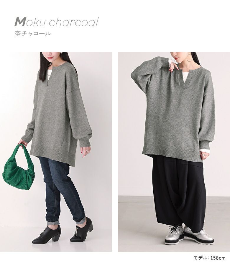 n'OrLABELキーネック×ぽわん袖ニット』