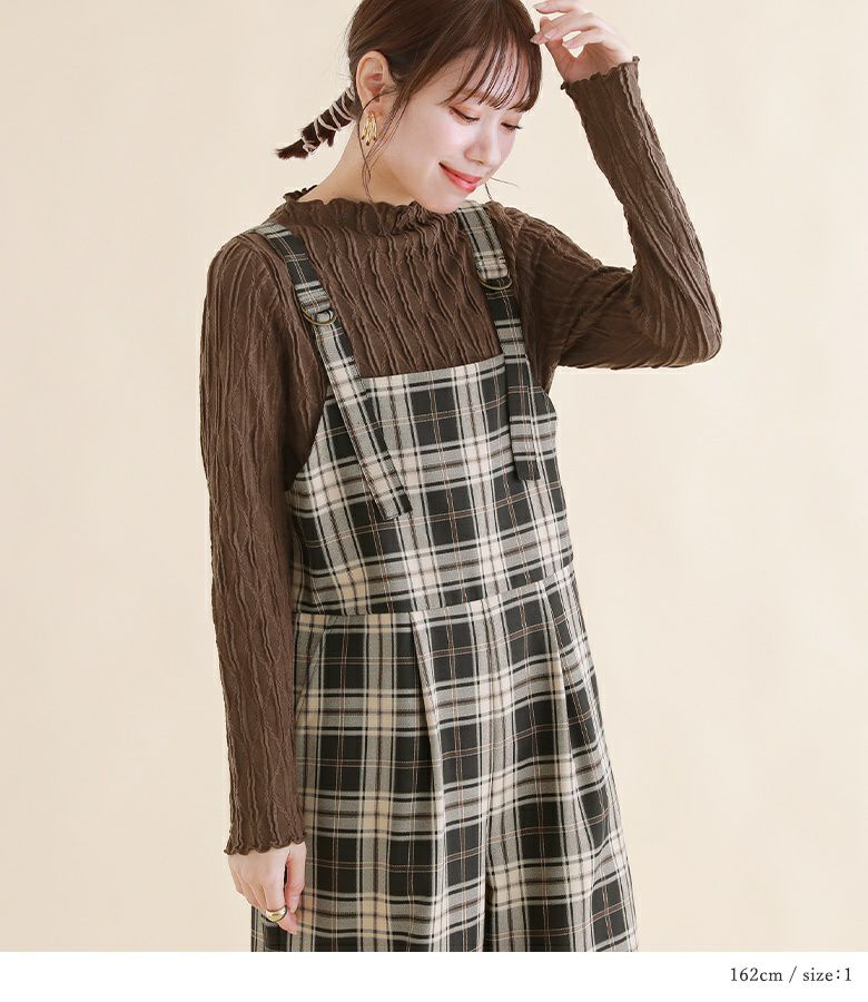 n'OrLABELチェック柄サロペット』