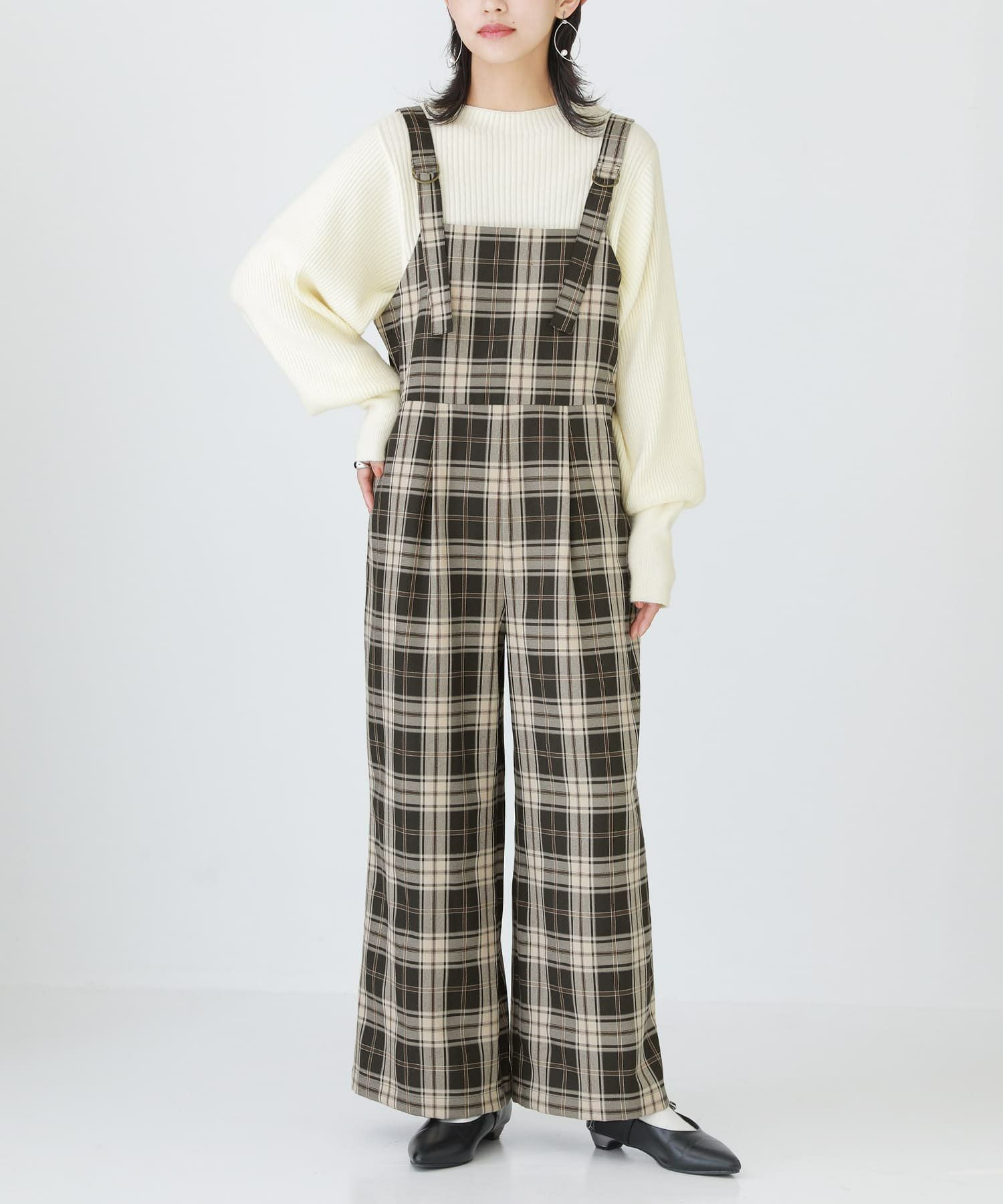 n'OrLABELチェック柄サロペット』