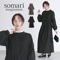 somari imagination(ソマリイマジネーション)ピンタックリネン混ワンピース