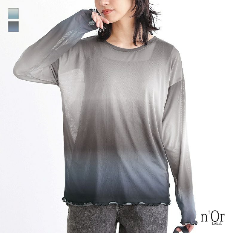 nOrLABEL(ノアールレーベル)グラデーションプリントメッシュトップス