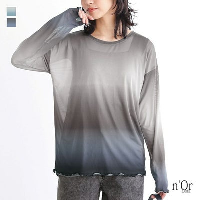nOrLABEL(ノアールレーベル)グラデーションプリントメッシュトップス