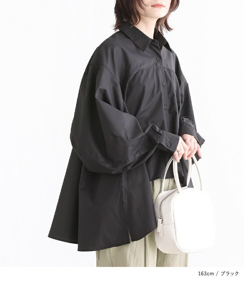 n'OrLABELドレープフレアシャツブラウス』