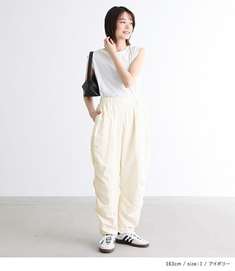 n'OrLABELサイドギャザーナイロンパンツ』