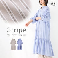 nOrLABEL(ノアールレーベル)ストライプ柄ティアードワンピース