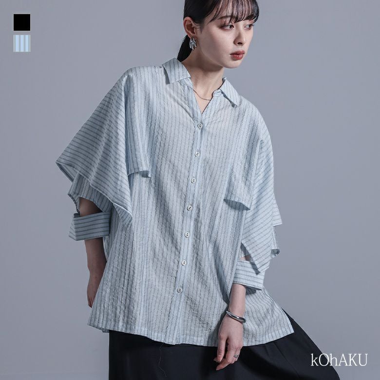 nagonstans 変形シャツ nagonstans/ナゴンスタンス｜一枚でサマになる「ストライプミックス