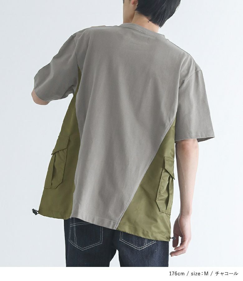 n'OrLABEL異素材デザインTシャツ』