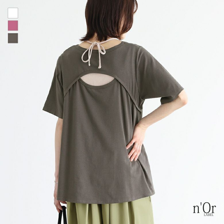nOrLABEL(ノアールレーベル)カーブラインバックデザインTシャツ