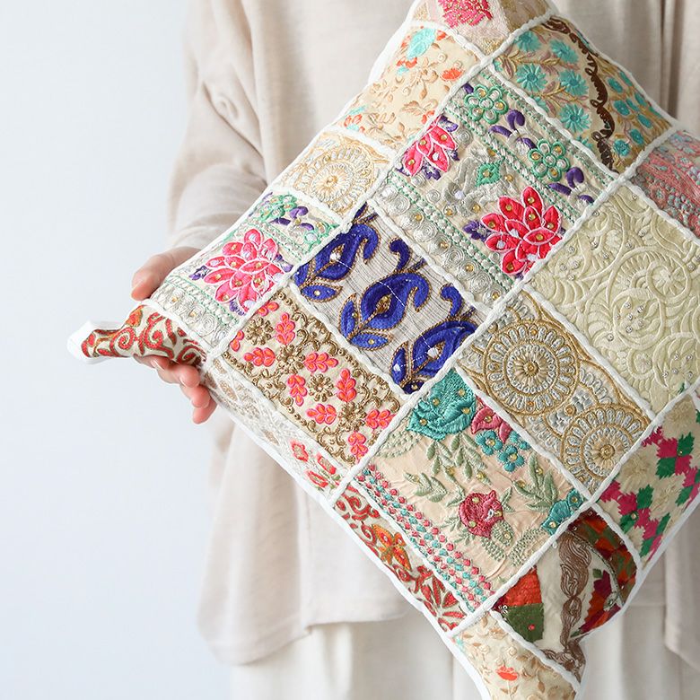 サリーパッチワーククッションカバー』