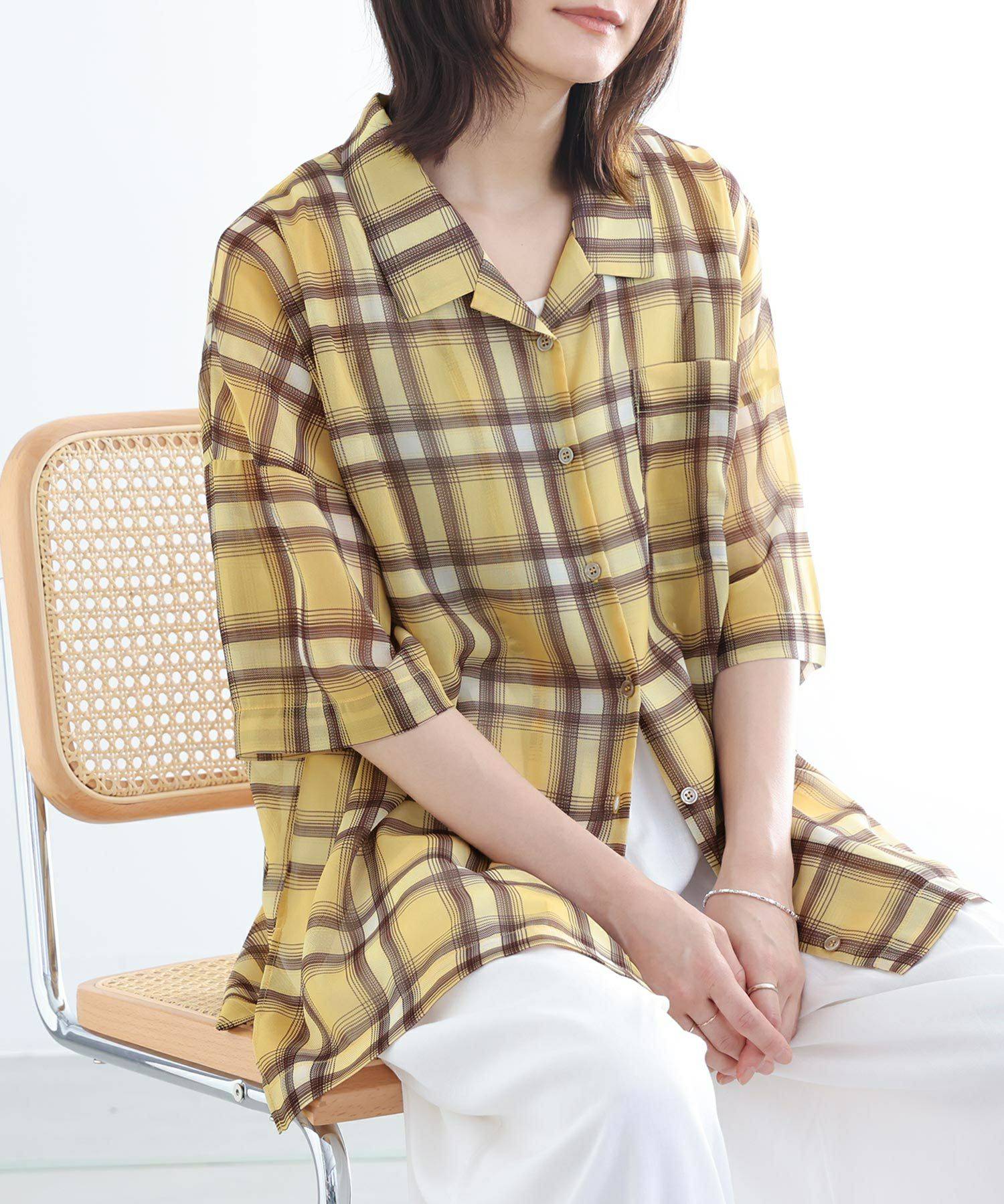 n'OrLABELシアーチェック柄シャツ』