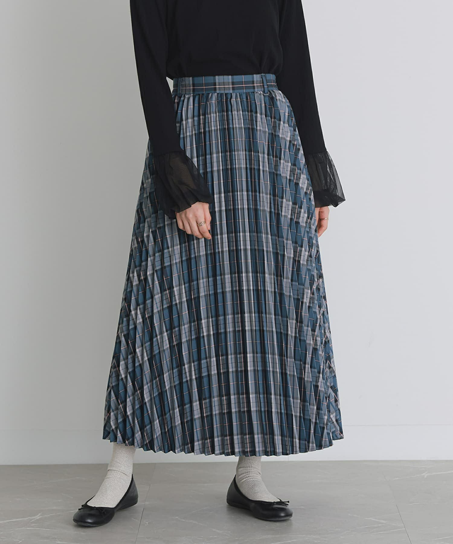 somari imaginationチェック柄プリーツスカート』