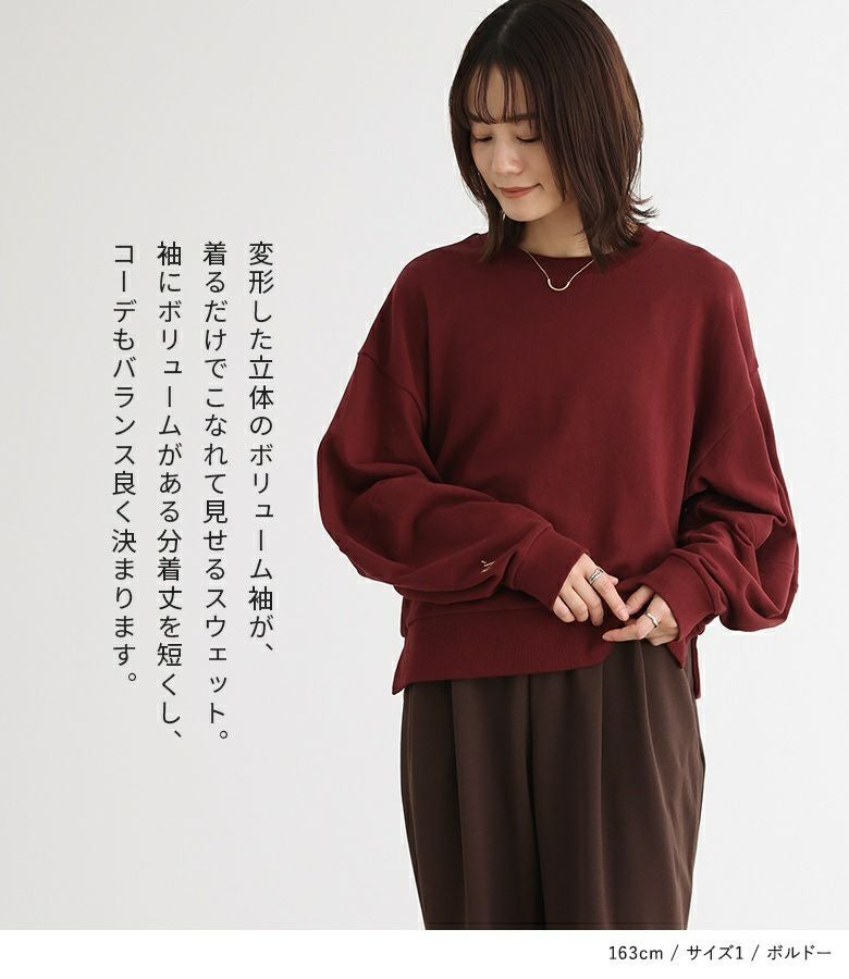 n'OrLABEL立体袖ワンポイント刺繍スウェット』