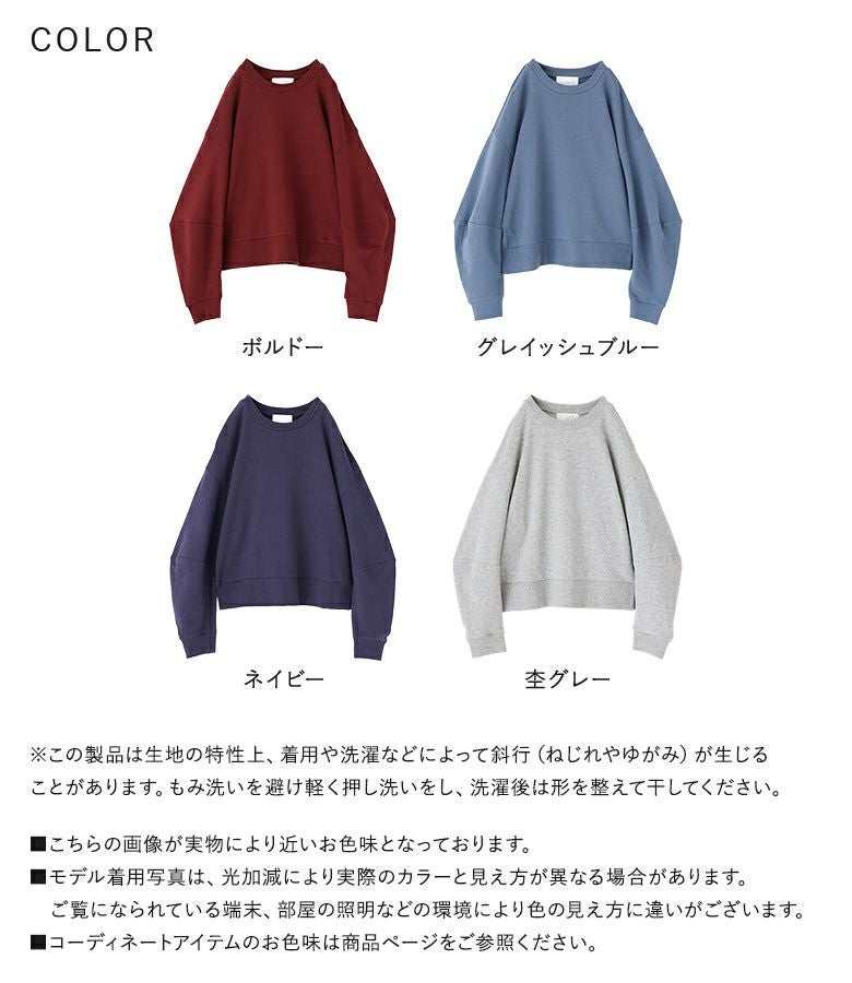 n'OrLABEL立体袖ワンポイント刺繍スウェット』