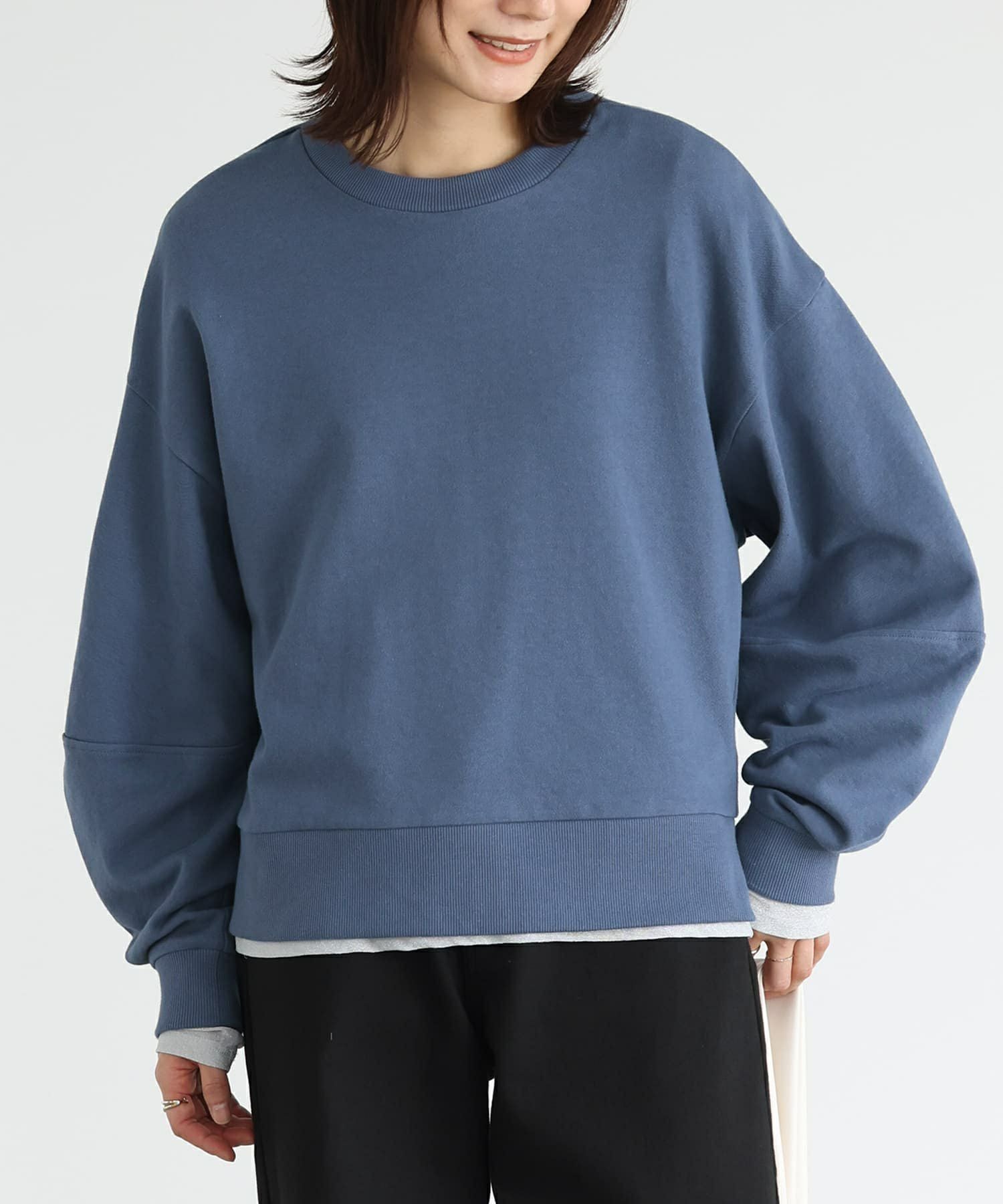 NOTRE emor オフショルダースウェット ネイビー FIRST MOOD トレーナー スウェット FIRSTMOOD別注「YALE」襟付き