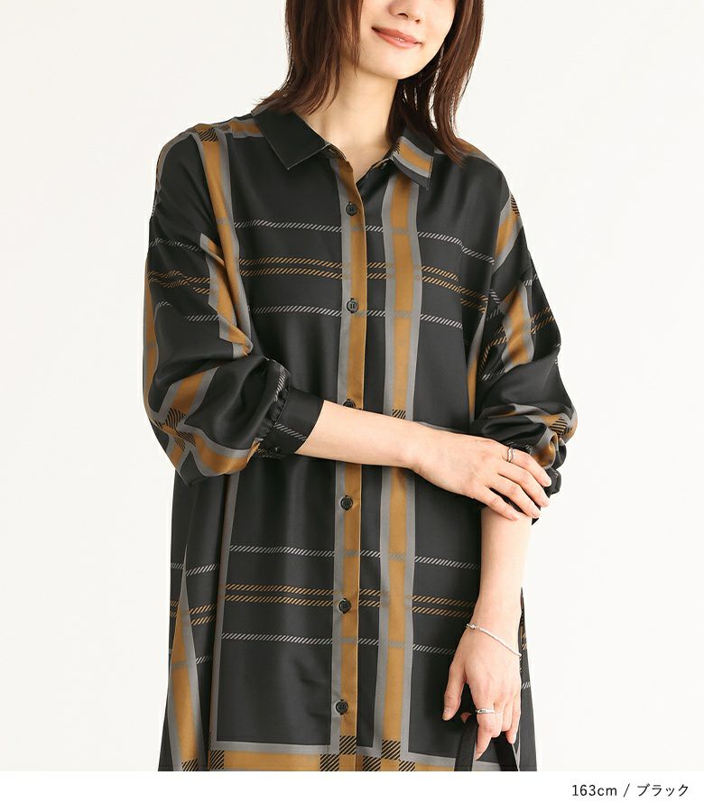 n'OrLABELビッグチェック柄シャツワンピース』