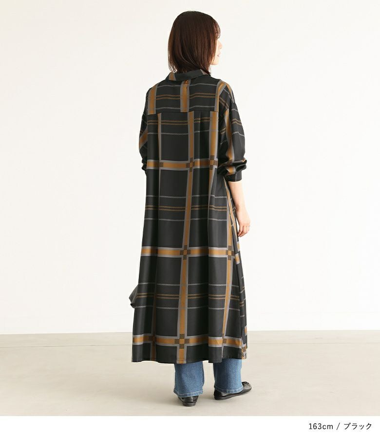 n'OrLABELビッグチェック柄シャツワンピース』