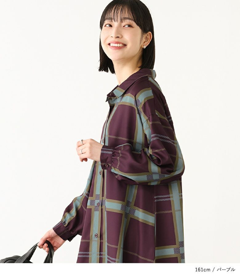 n'OrLABELビッグチェック柄シャツワンピース』