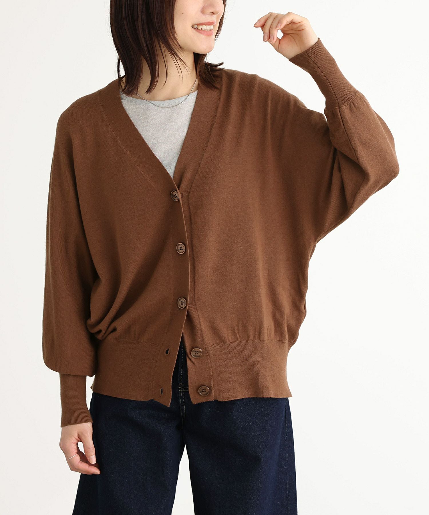 n'OrLABELハイゲージドルマンニットカーディガン』