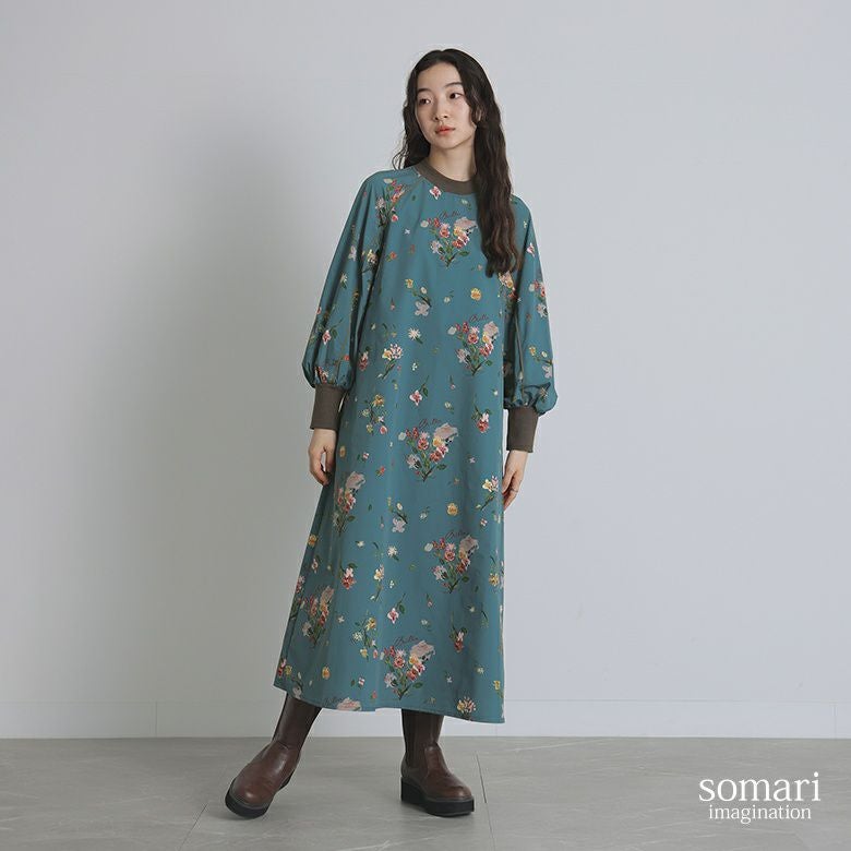 somari imagination花柄プリントワンピース』
