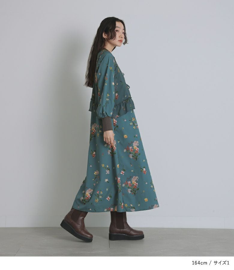 somari imagination花柄プリントワンピース』